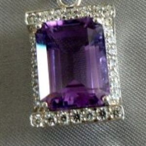Amethyst simulated pendant necklace